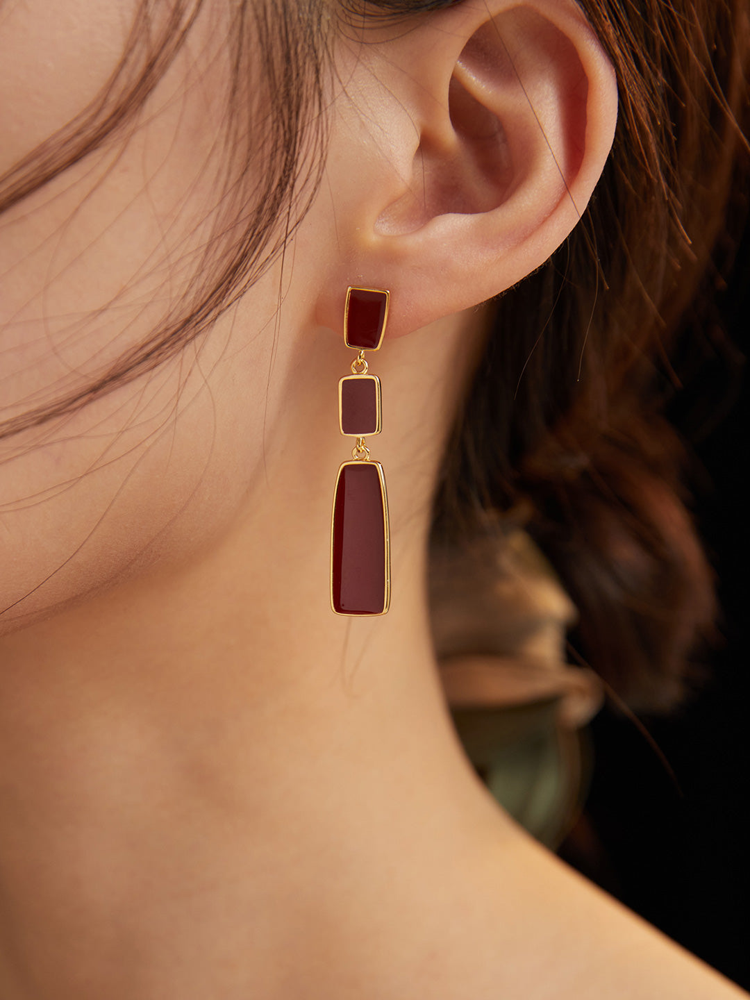 Chinese Red Enamel Earrings | High Saturation Oriental Statement