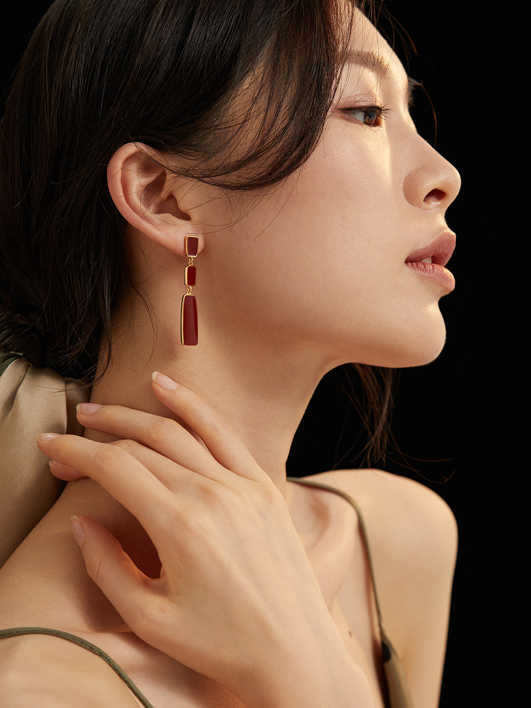 Chinese Red Enamel Earrings | High Saturation Oriental Statement