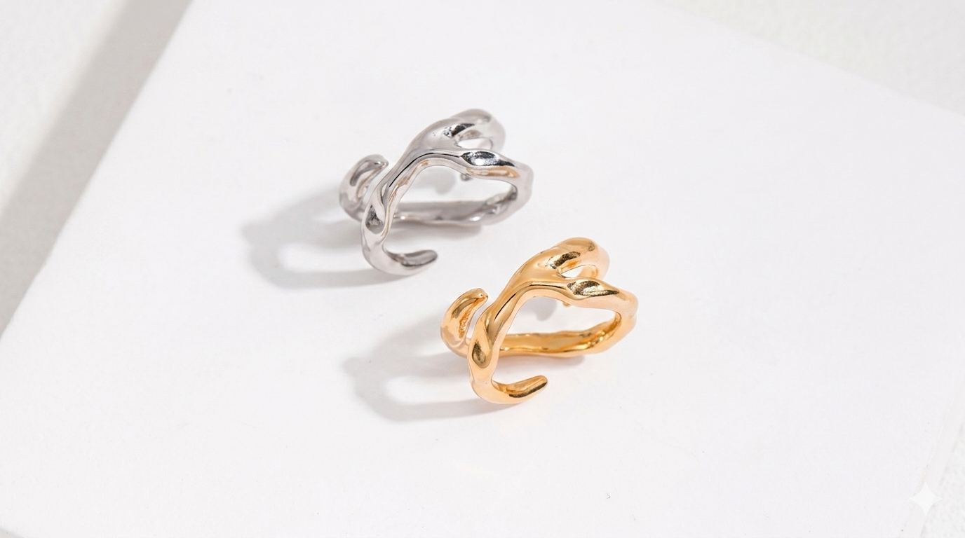 Sterling Silver Natural Style Stream Ring