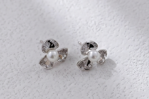 The Botanical Boutique Collection Set | Sterling Silver, Pearl & Pavé Blossom – view 12