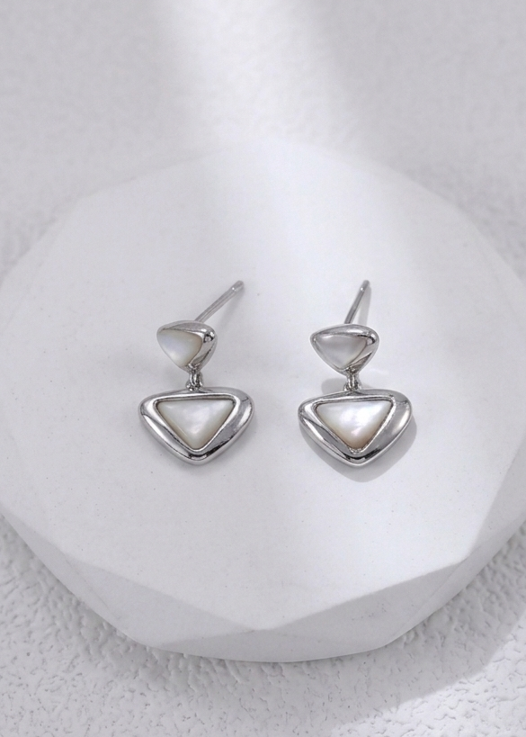 Sterling Silver Triangle Mother-of-Pearl Necklace and Earrings Set – view 9