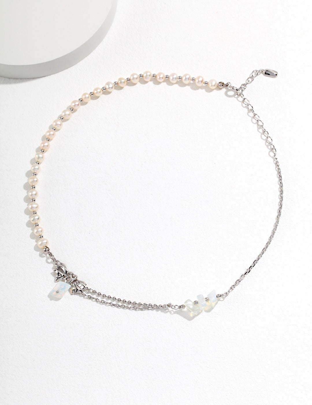 Irregular Pleated Series Sterling Silver Pearl Necklace and Earrings Set