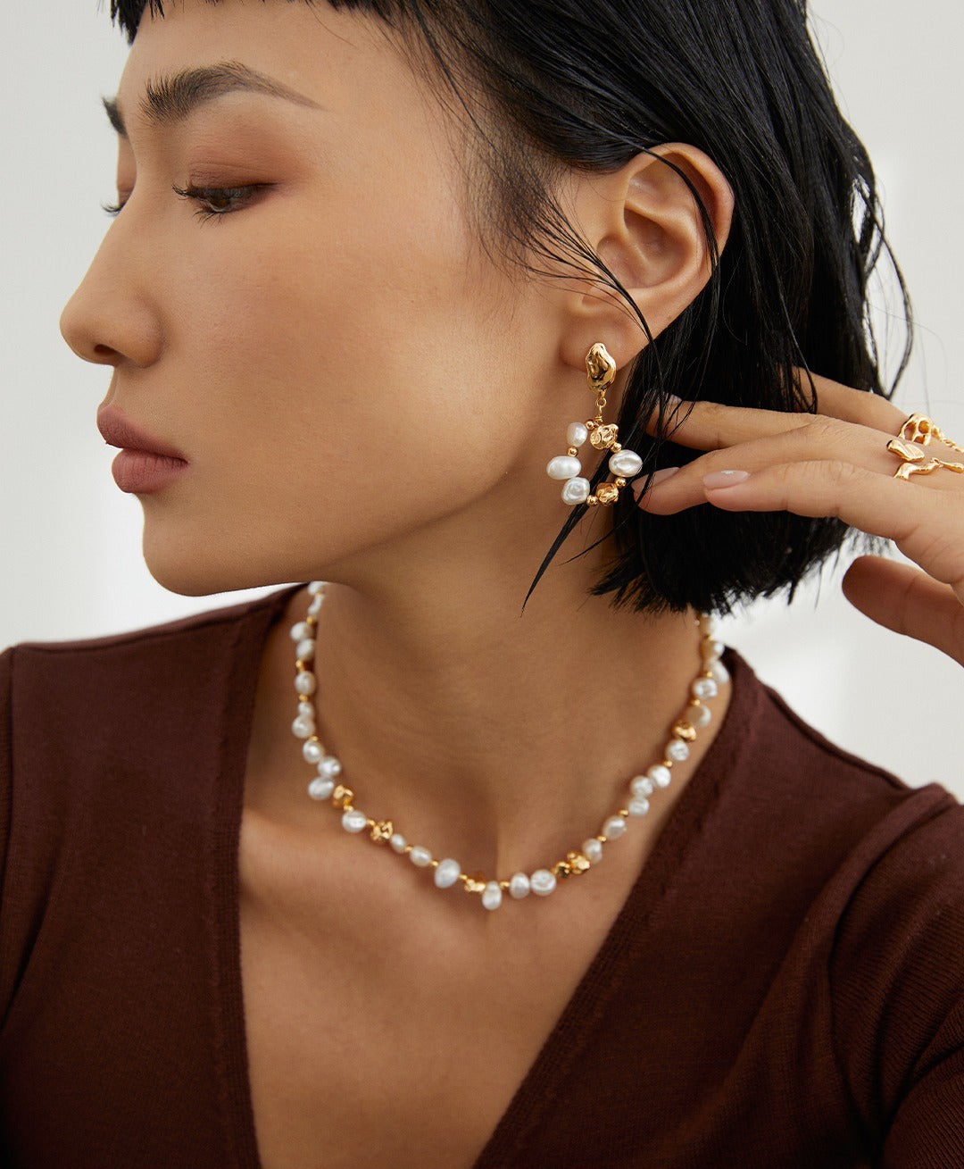 Minimalist Sterling Silver & Freshwater Pearl Set