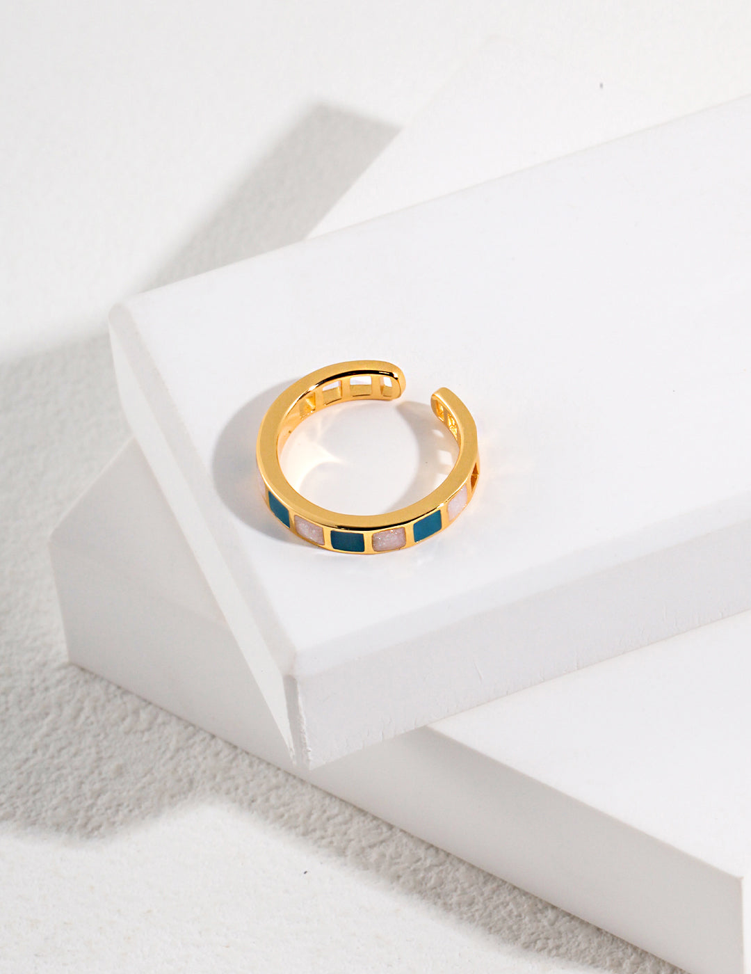 Morandi Color Square Enamel Ring