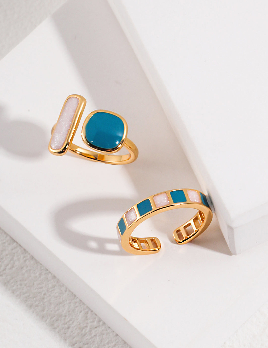 Morandi Color Square Enamel Ring