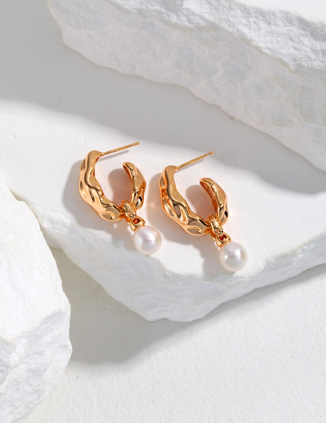 Natural Pearl Scarf Series Sterling Silver Pearl Earrings and Bracelet Set
