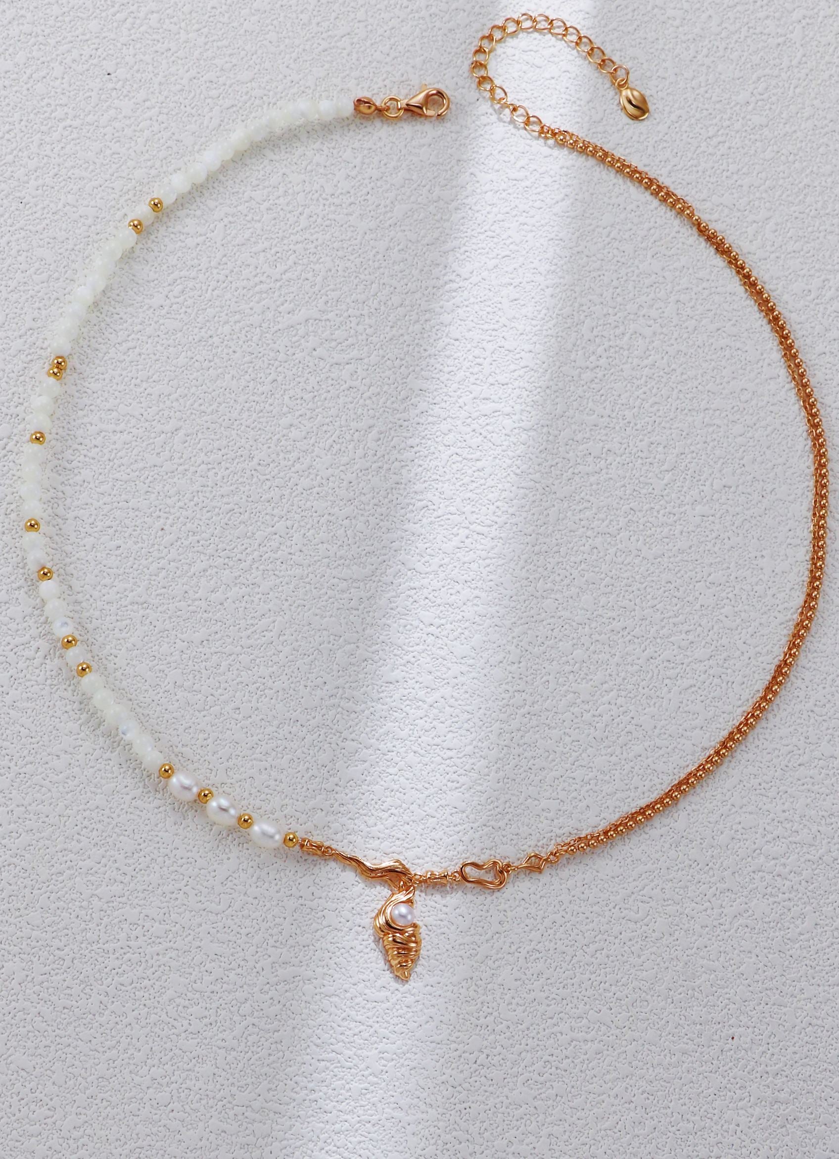 S925 Silver Conch Pearl Necklace