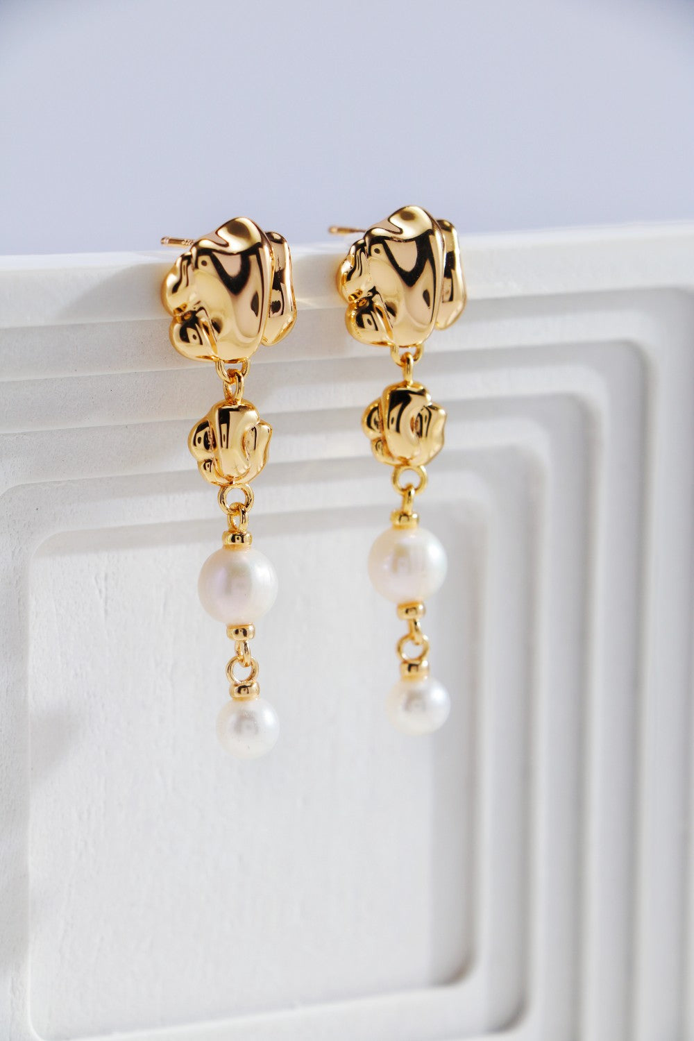 S925 Silver Molten Gold Pearl Collection Jewelry Set