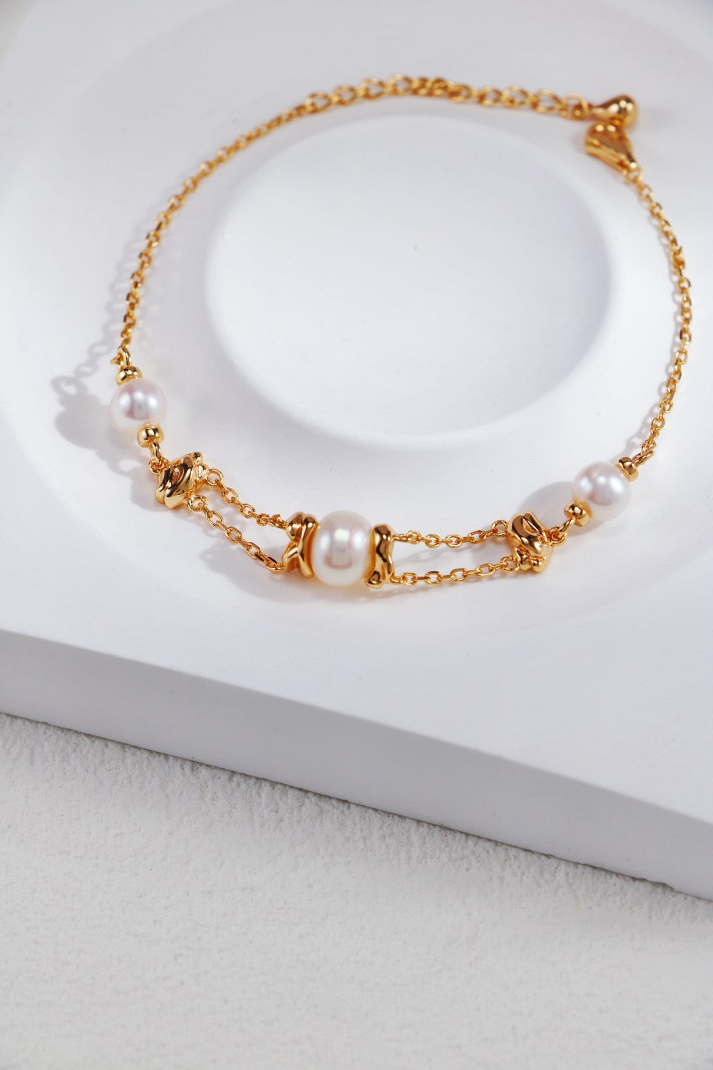 S925 Silver Molten Gold Pearl Collection Jewelry Set