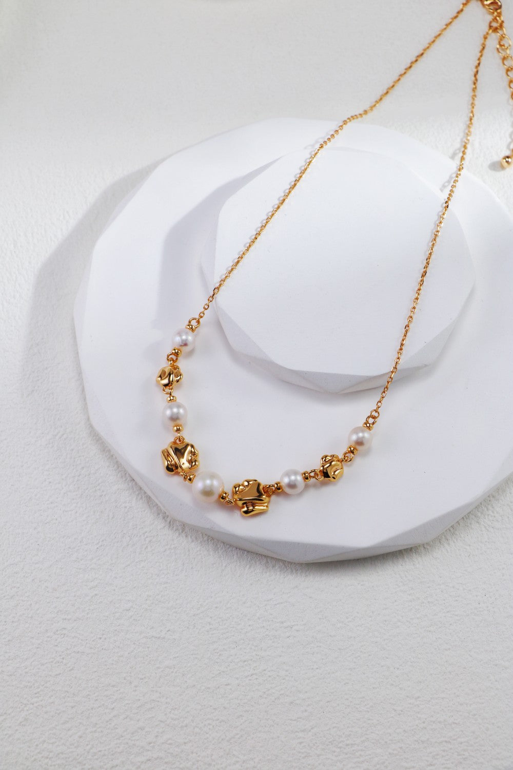 S925 Silver Molten Gold Pearl Collection Jewelry Set