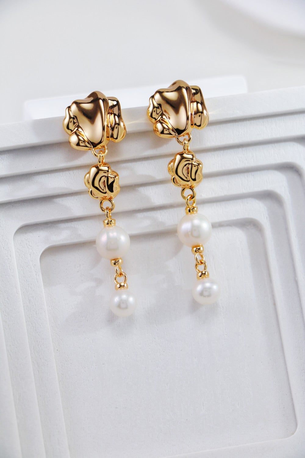 S925 Silver Molten Gold Pearl Collection Jewelry Set