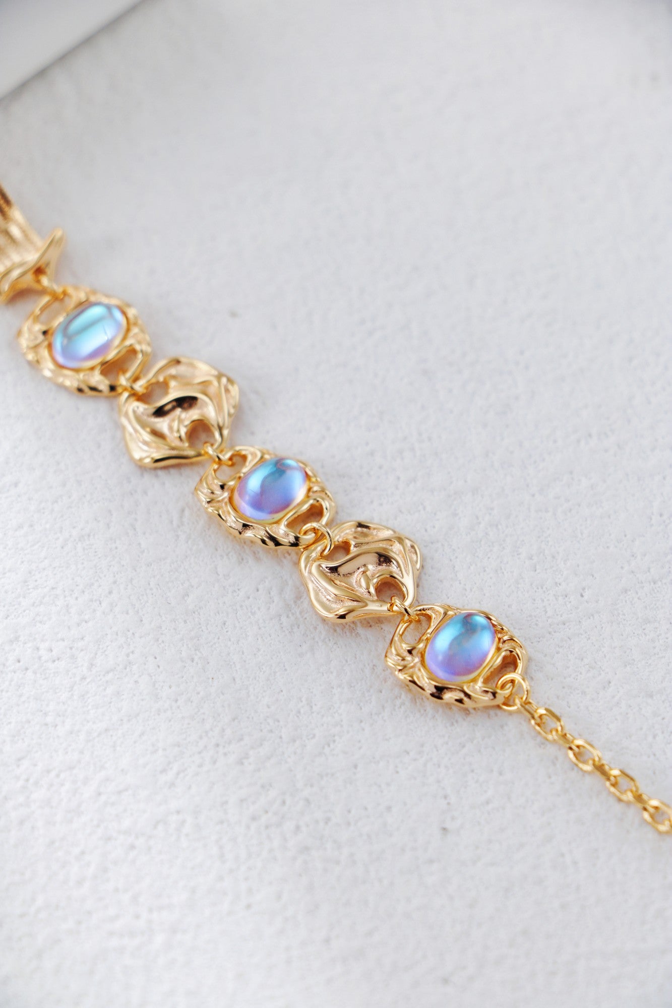 S925 Silver Moonstone Bracelet and Earring Set(Synthetic Moonstone)