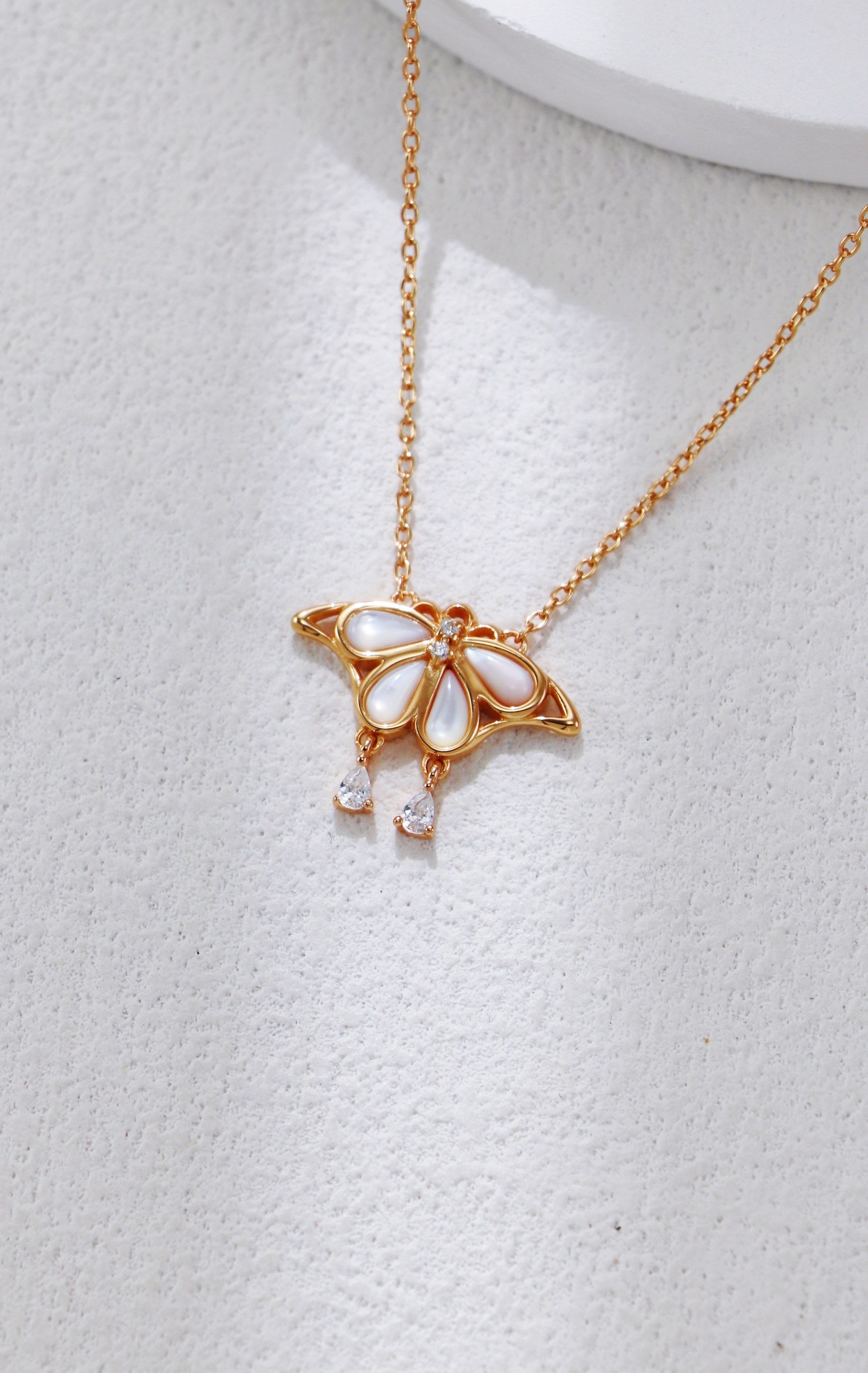 S925 Silver Mother-of-Pearl Butterfly Necklace