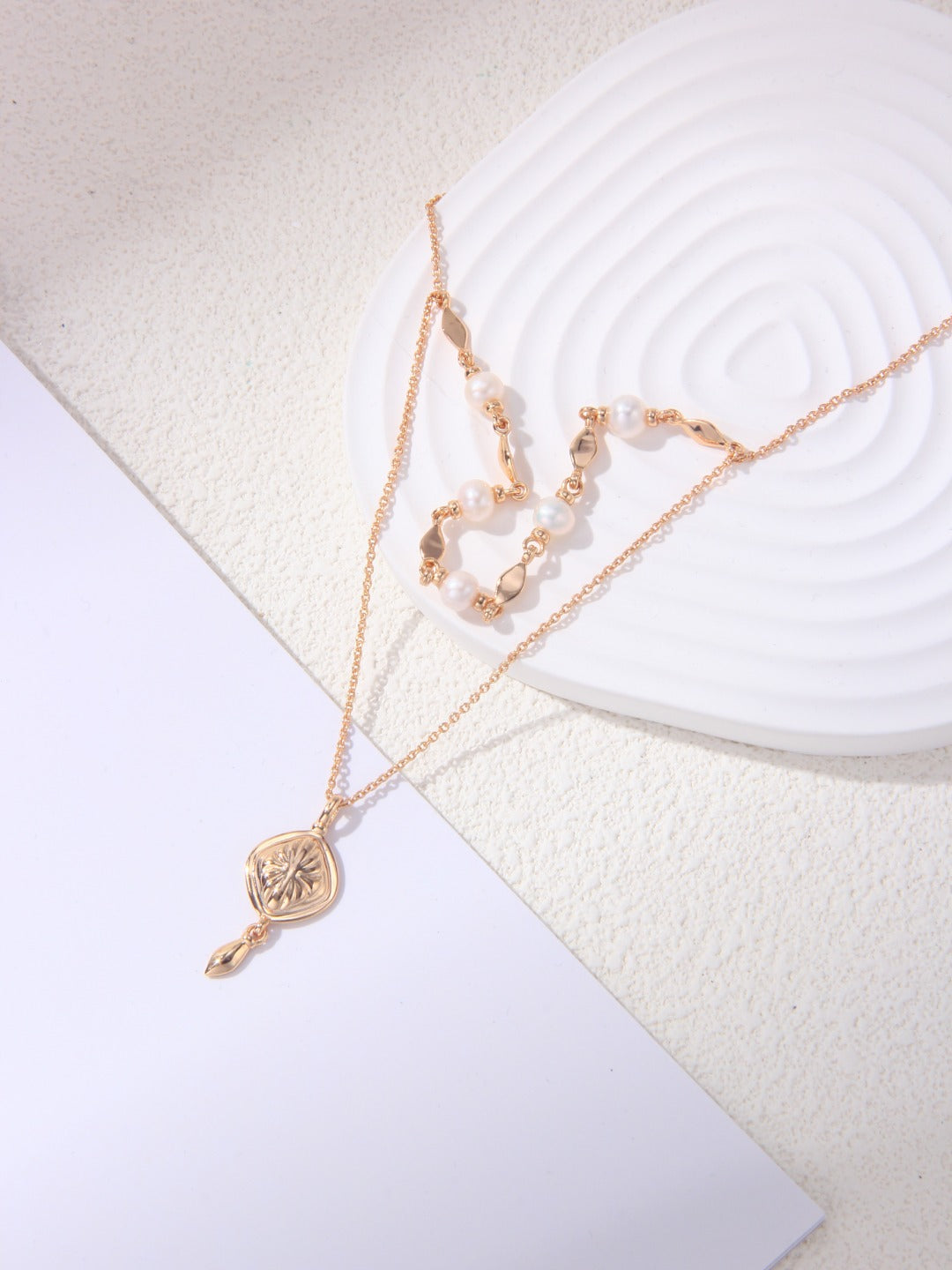 S925 Silver Palace-Style Pearl Double-Layer Necklace