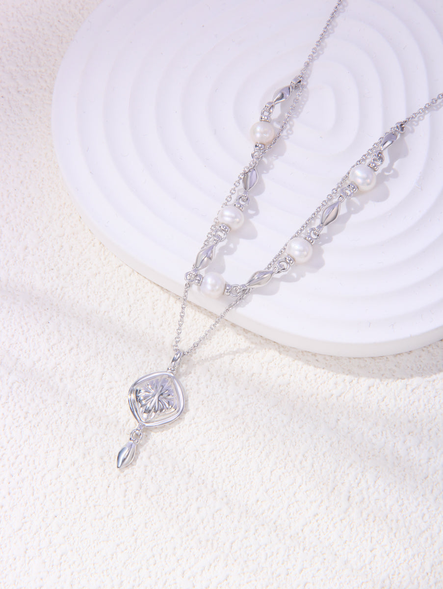 S925 Silver Palace-Style Pearl Double-Layer Necklace