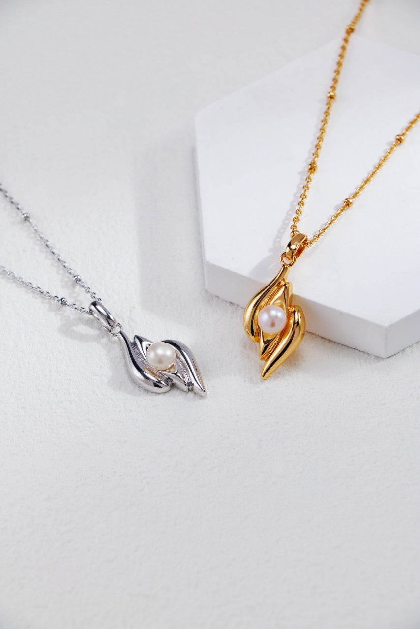 S925 Silver Pearl Necklace & Earrings Set