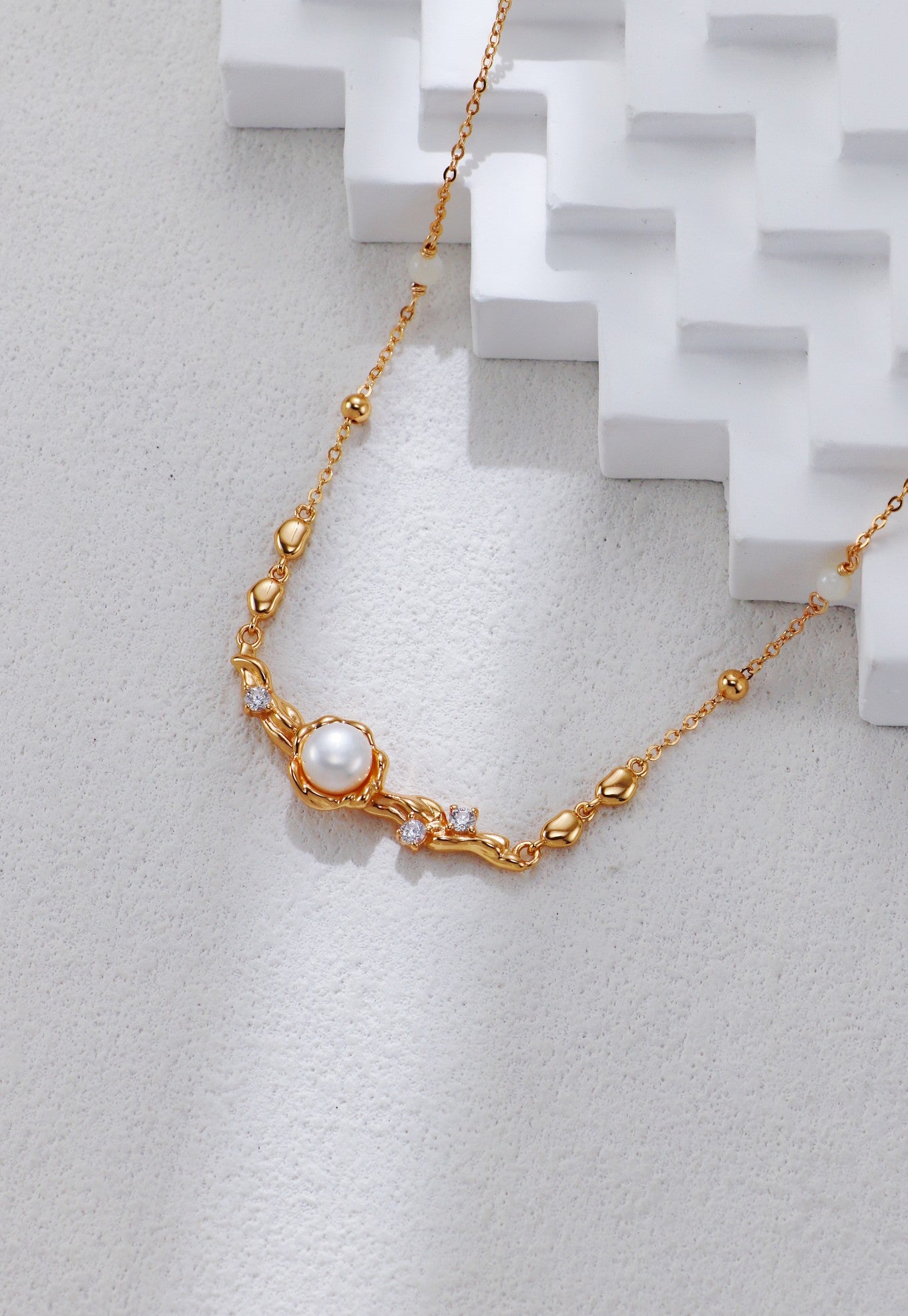 S925 Silver Pearl Zircon Necklace
