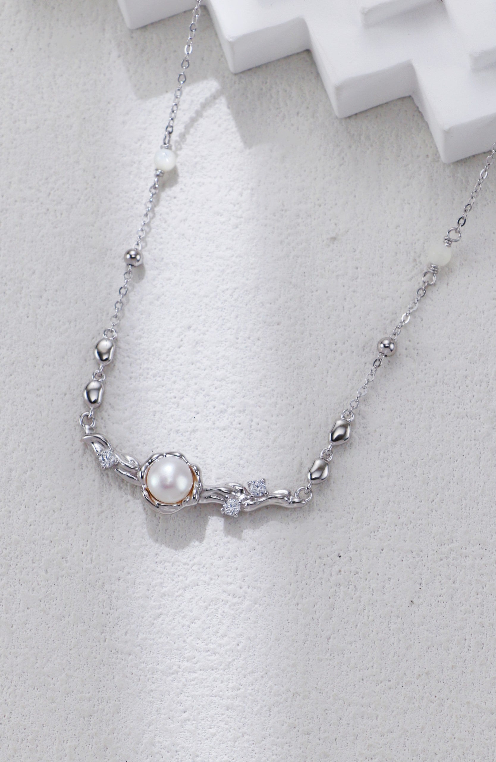 S925 Silver Pearl Zircon Necklace