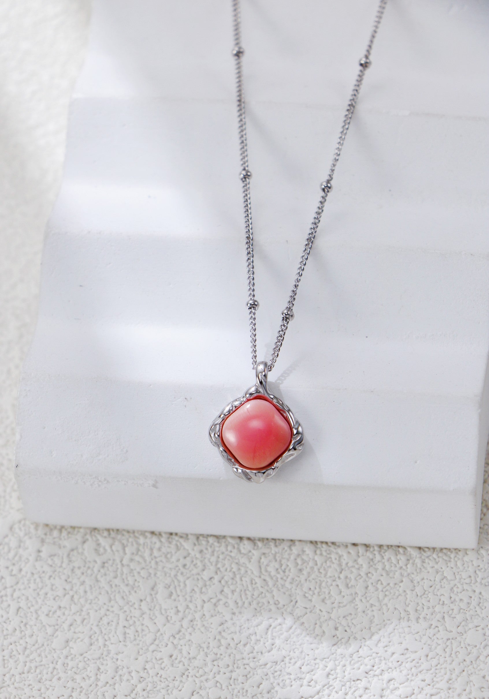 S925 Silver Pink Shell Necklace