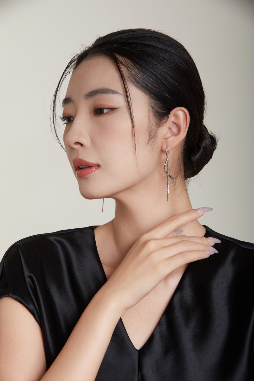 S925 Silver Tassel Earrings | Modern Geometric Flow