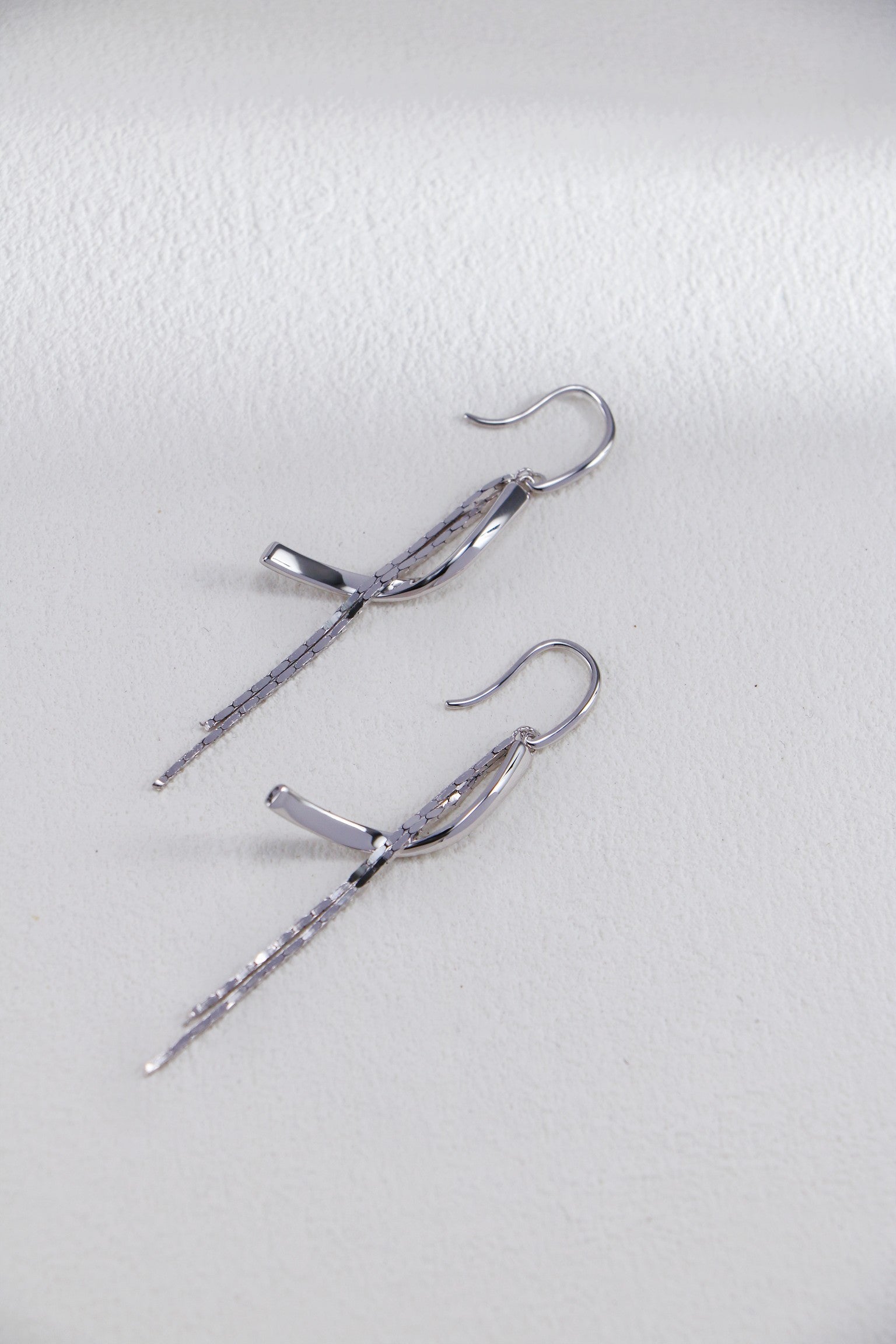 S925 Silver Tassel Earrings | Modern Geometric Flow