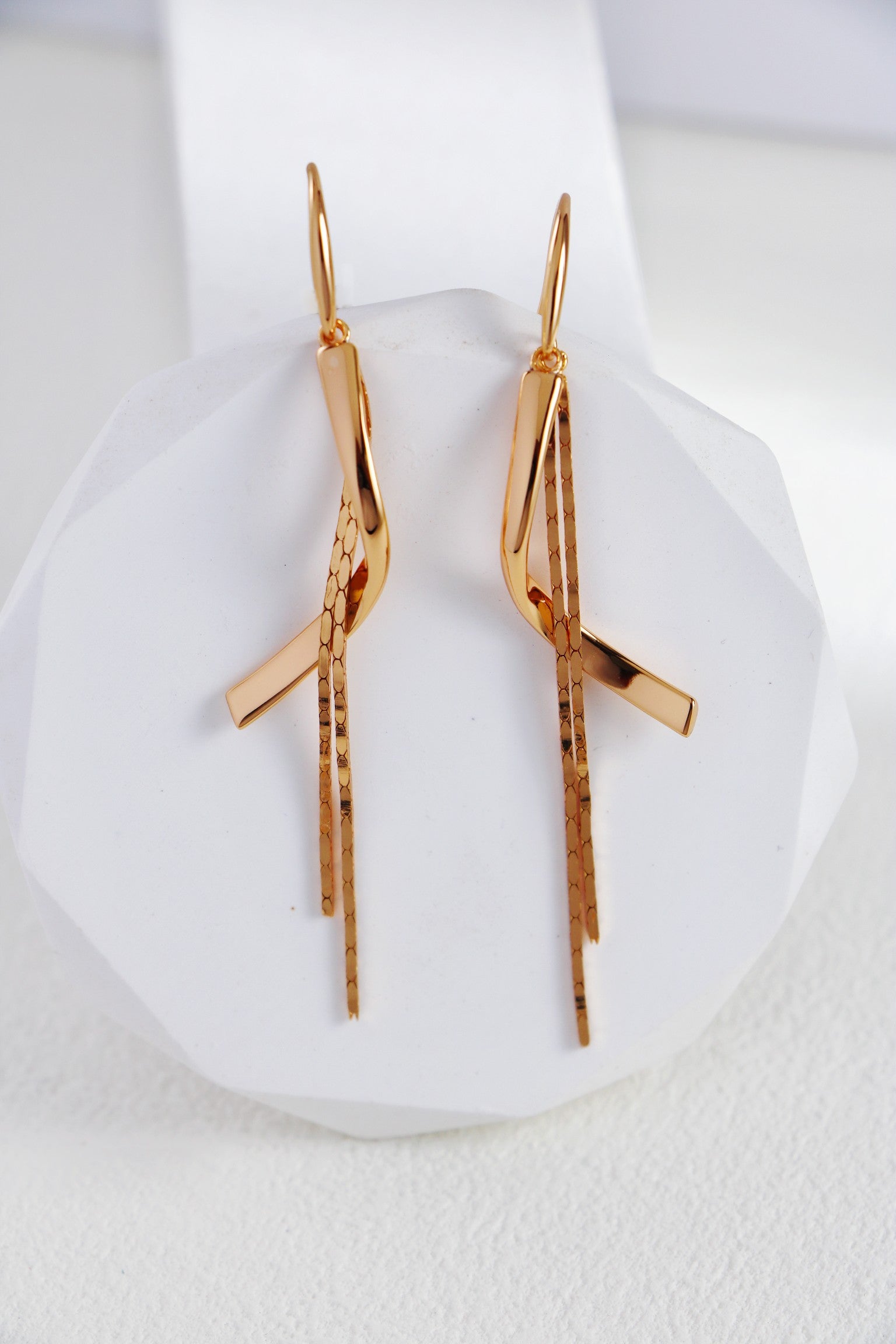 S925 Silver Tassel Earrings | Modern Geometric Flow
