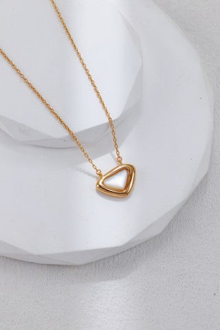 S925 Silver Triangle Mother-of-Pearl Necklace and Earrings Set