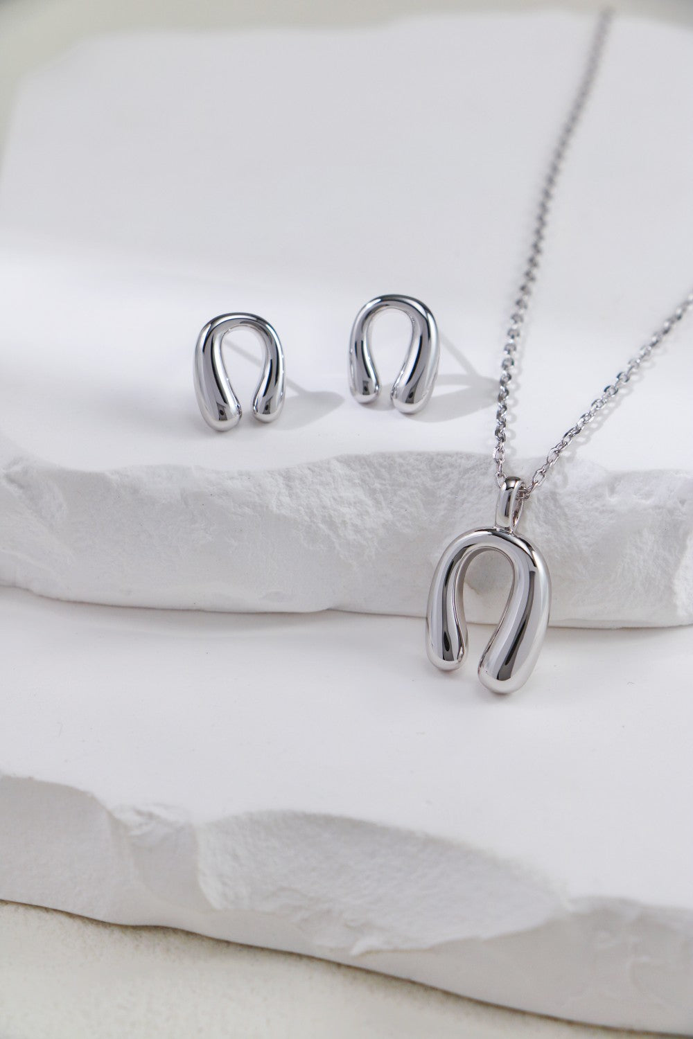 S925 Silver Twisted Minimalist Necklace & Earrings Set