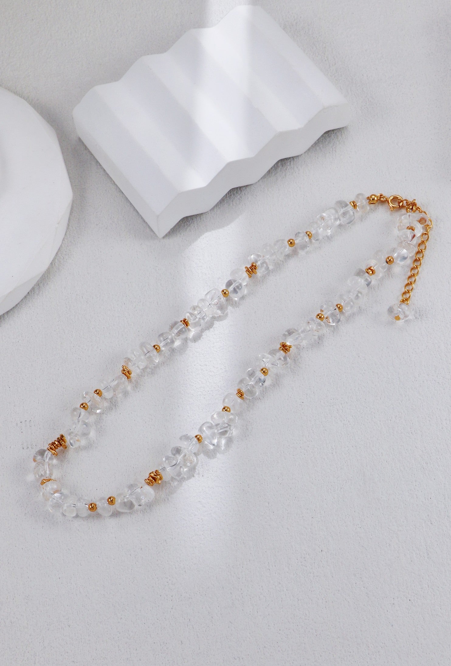 S925 Silver Vintage Gold Crystal Necklace and Bracelet Set