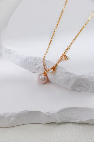 S925 Silver Vintage Gold Minimalist Natural Pearl Necklace