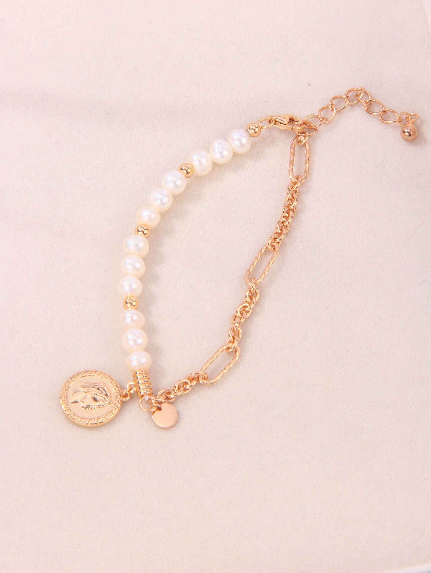 S925 Silver Vintage Gold Natural Pearl Bracelet and Necklace Set