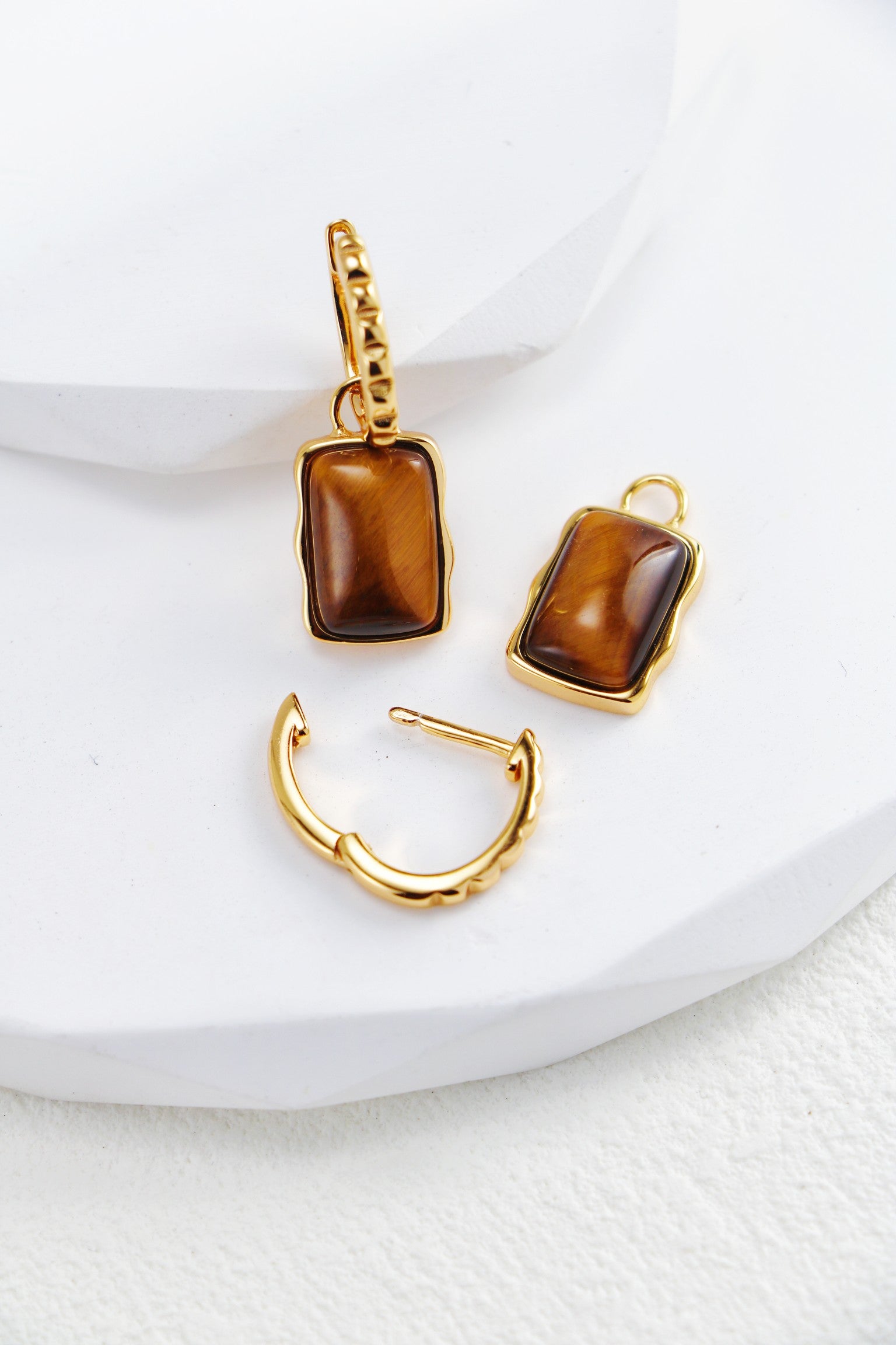 S925 Silver Vintage Gold Tiger’s Eye Earrings & Necklace