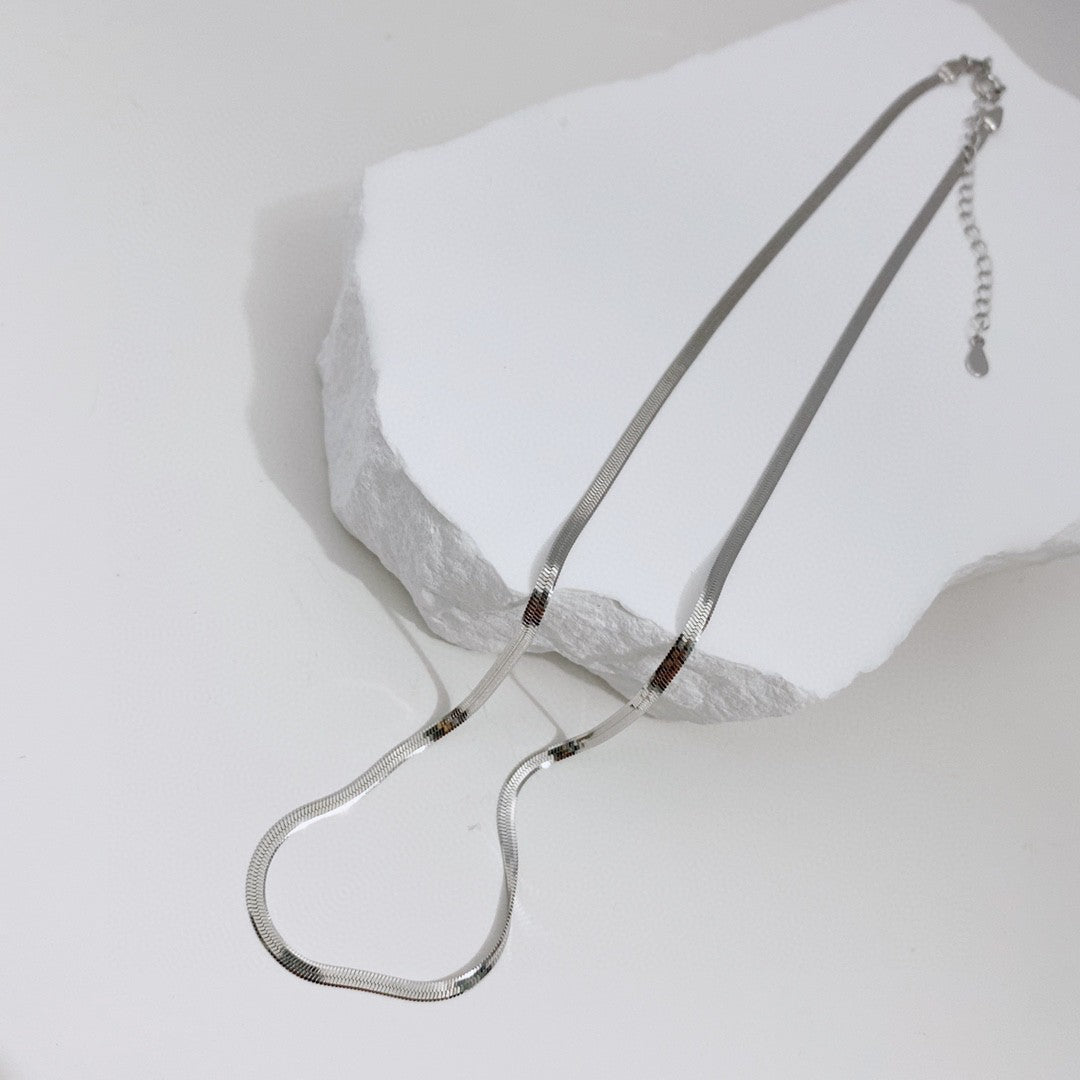 S925 Silver White Gold & Vintage Gold Blade Chain Necklace