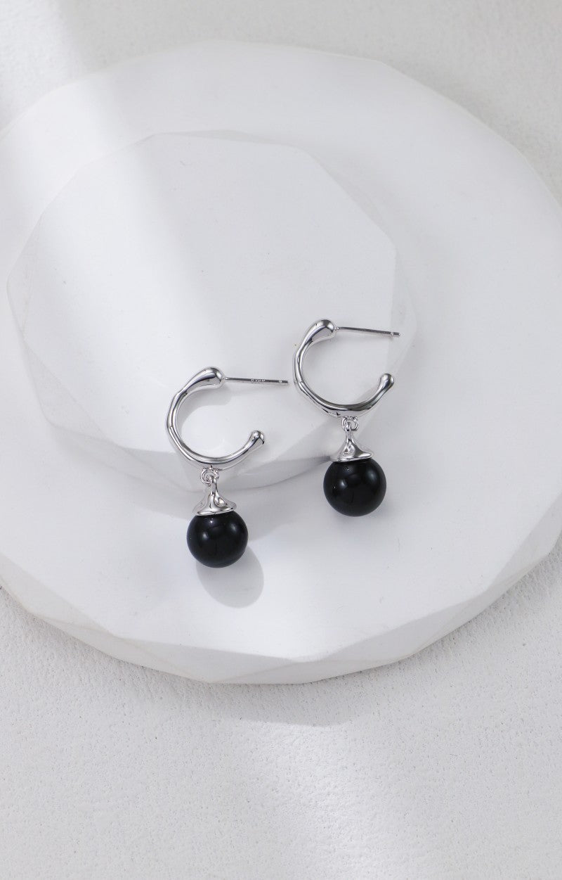 Silver Black Onyx Earrings and Necklace Set | Cool Elegance & Versatility