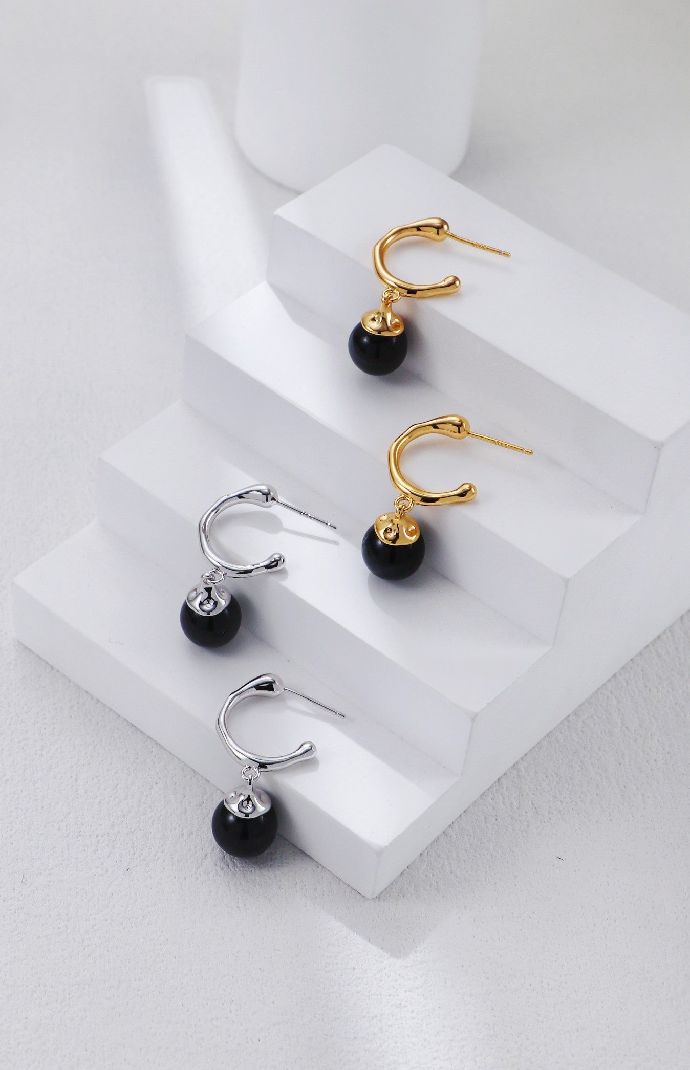 Silver Black Onyx Earrings and Necklace Set | Cool Elegance & Versatility