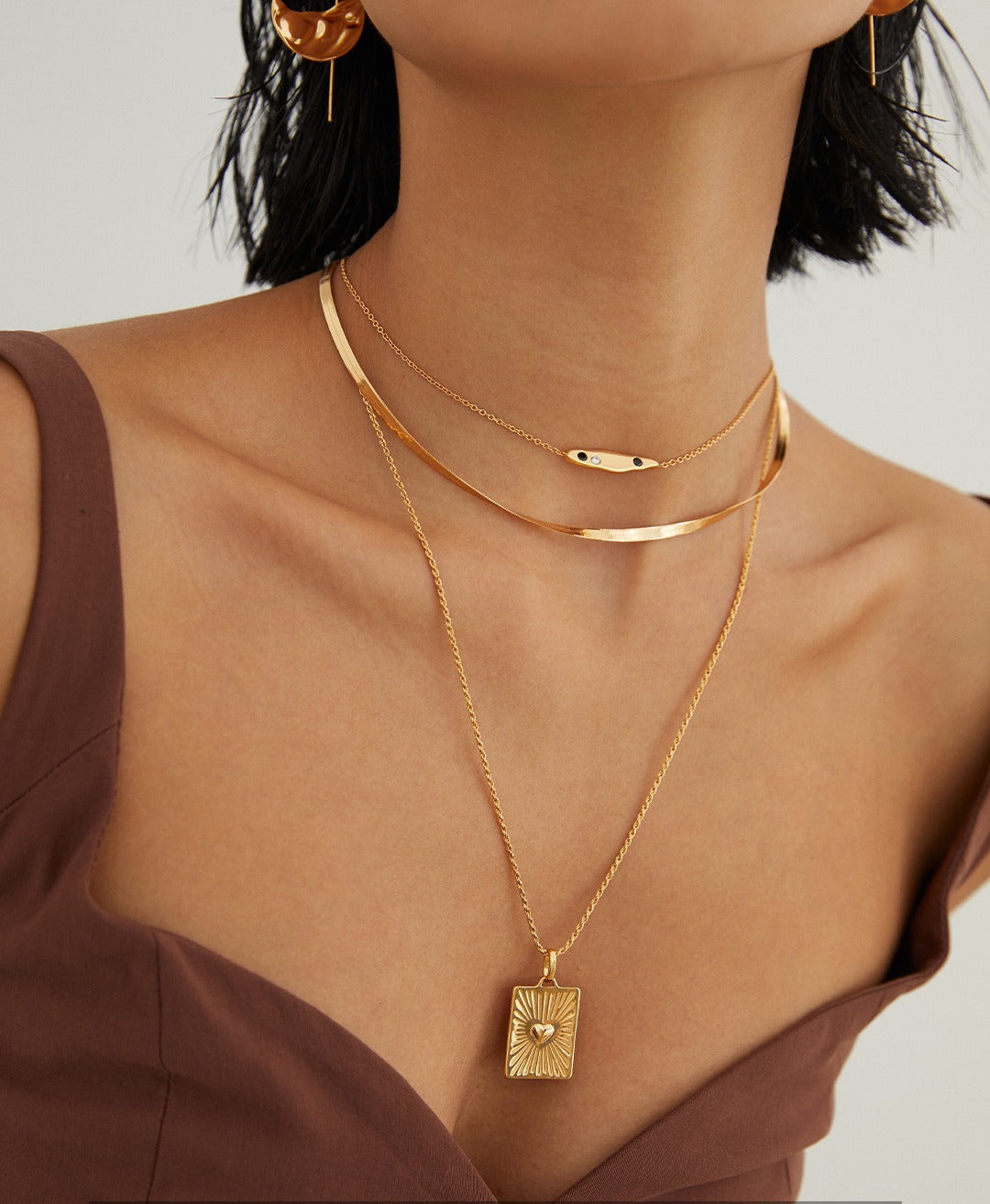Sterling Silver Heart Square Pendant Necklace