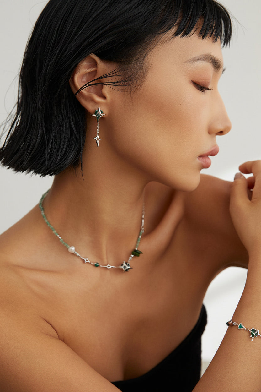 The Avant-Garde Star Collection | Abstract 3D Asymmetrical Silver & Gemstone Jewelry Set