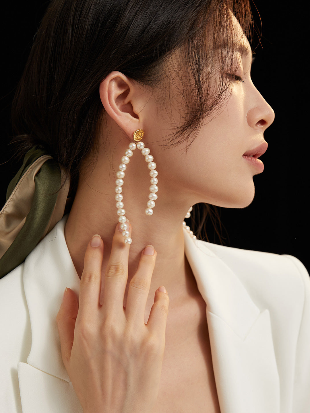Vintage Pearl Earrings | Hong Kong Style Sterling Silver Statement