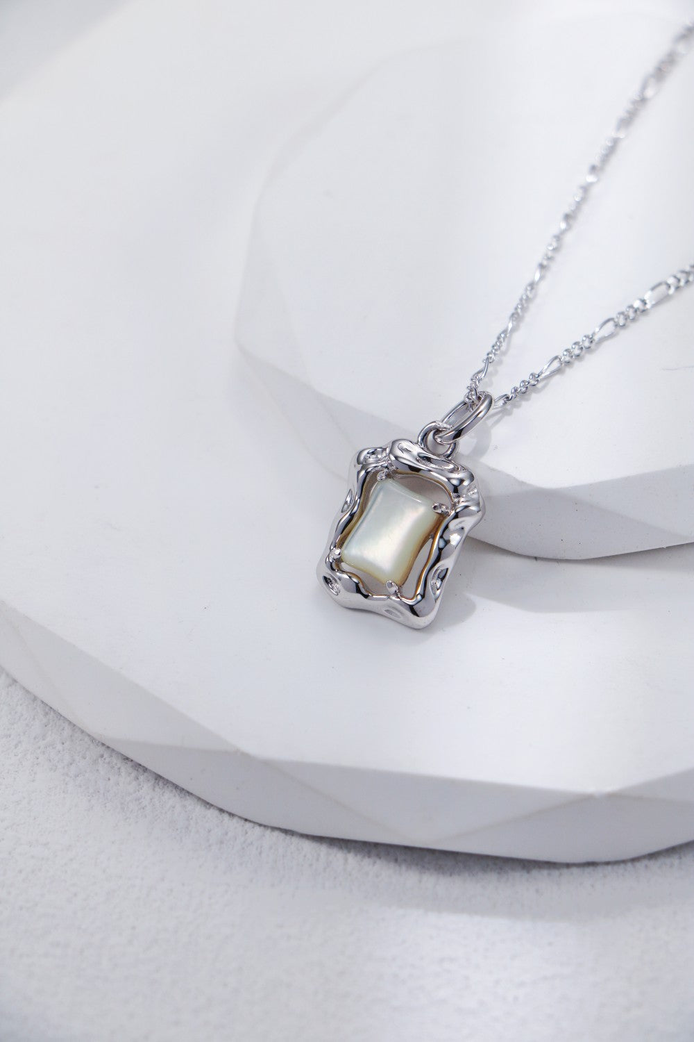 S925 Silver White Mother of Pearl Earrings and Necklace Set