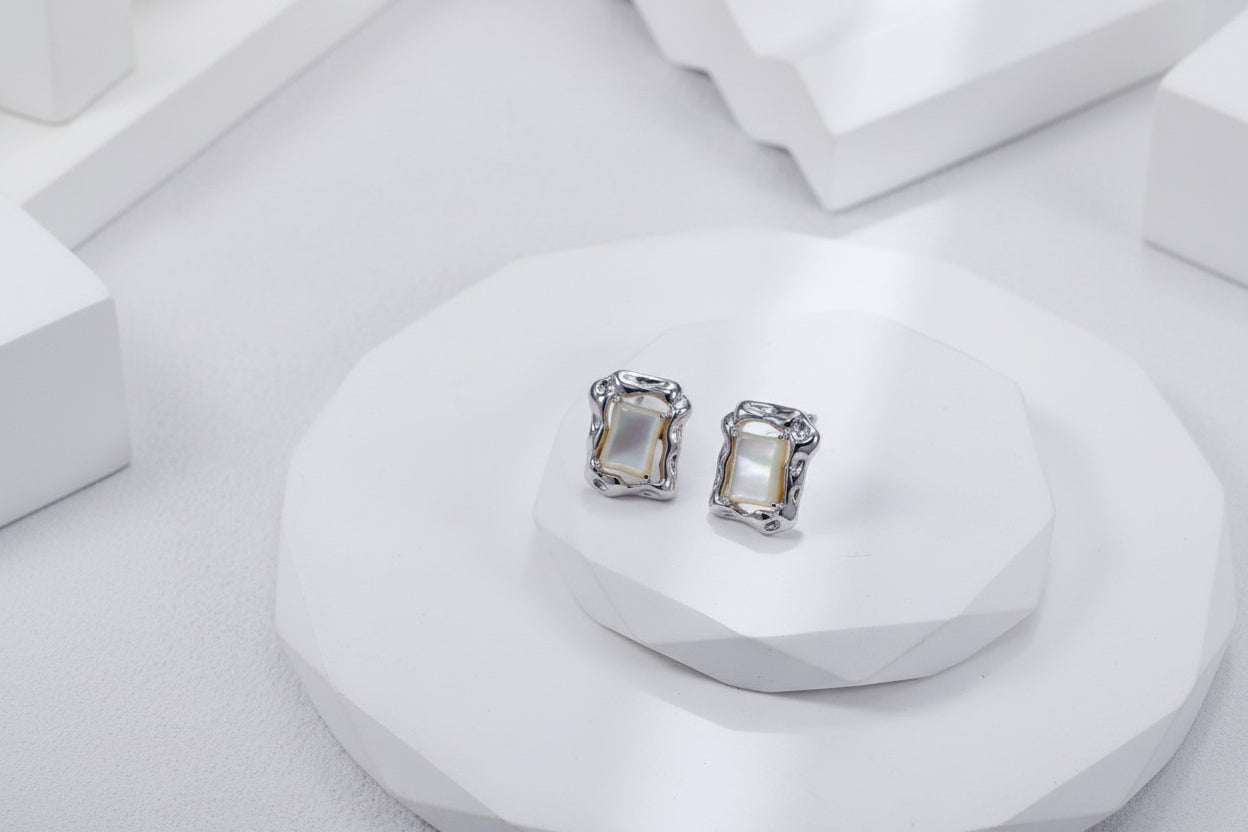 Sterling Silver Mother-of-Pearl Jewelry Set – view 2 – Sterling Arc Jewelry