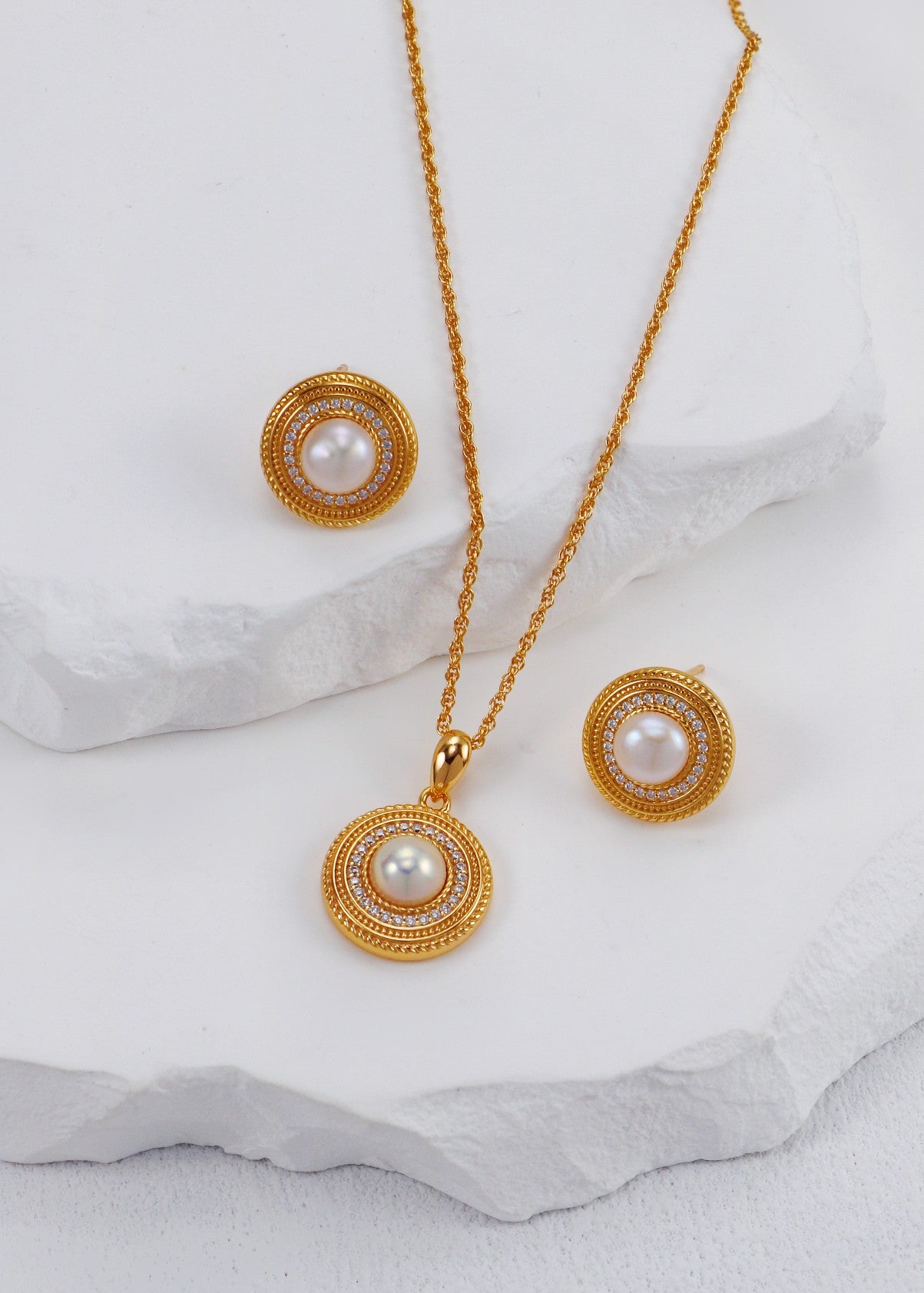 S925 Silver Zircon & Pearl Necklace