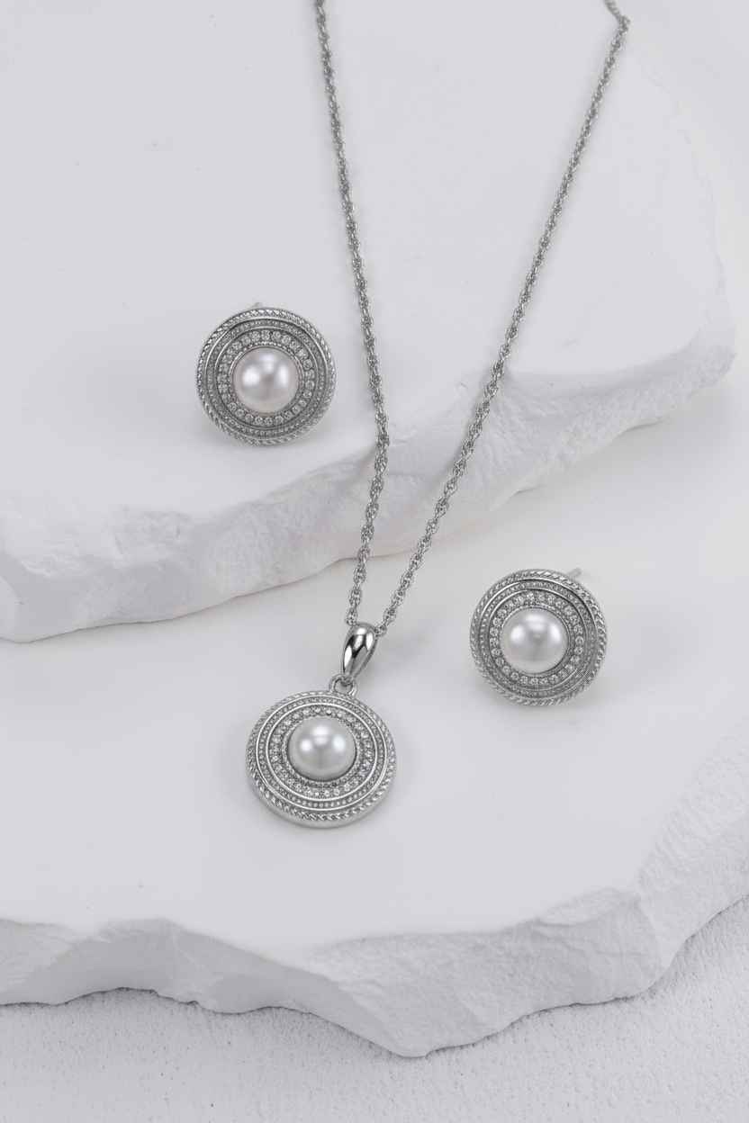 Sterling Silver Pearl Jewelry Set – Sterling Arc Jewelry