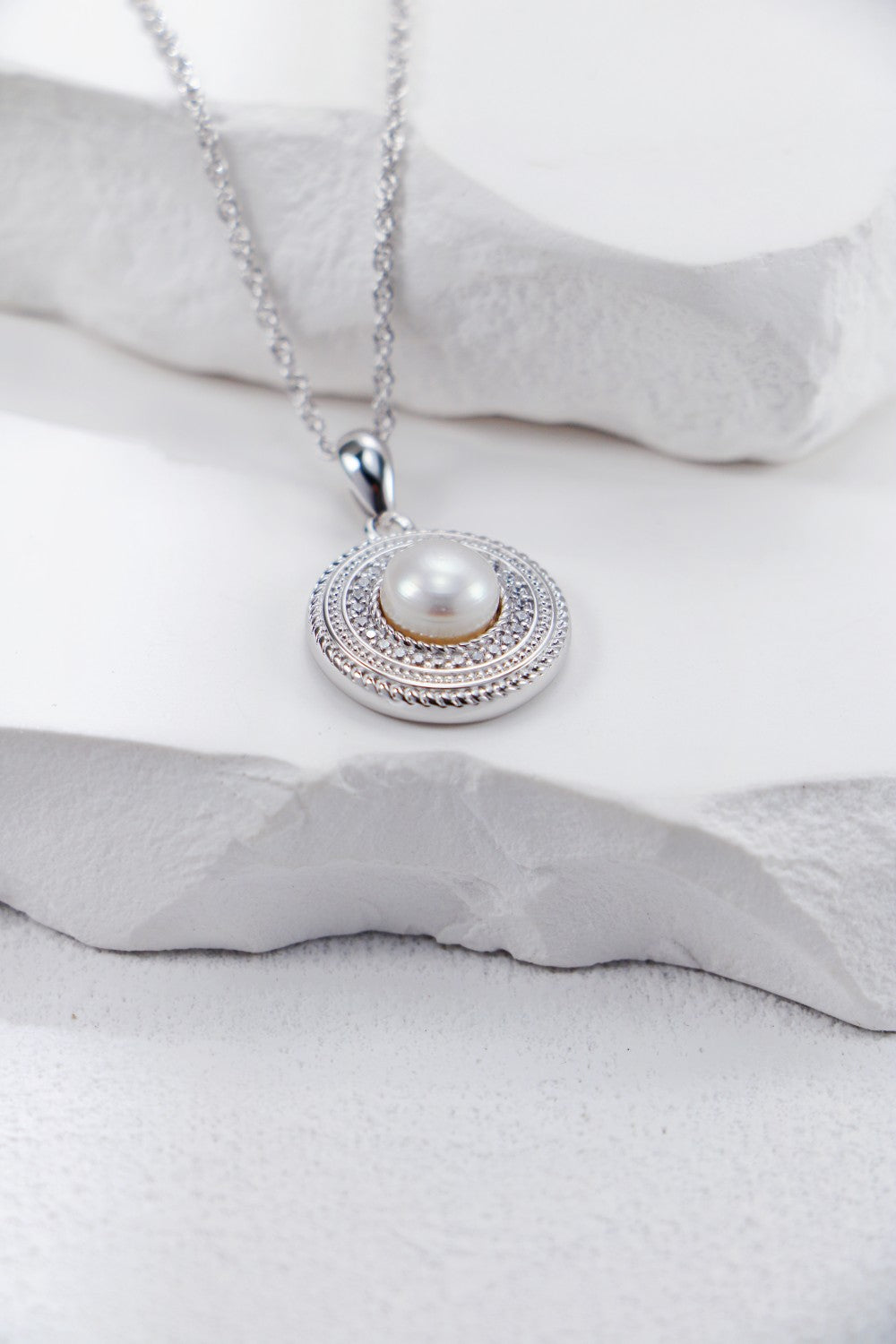 S925 Silver Zircon & Pearl Necklace