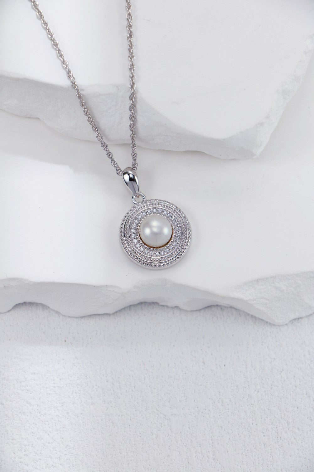 S925 Silver Zircon & Pearl Necklace
