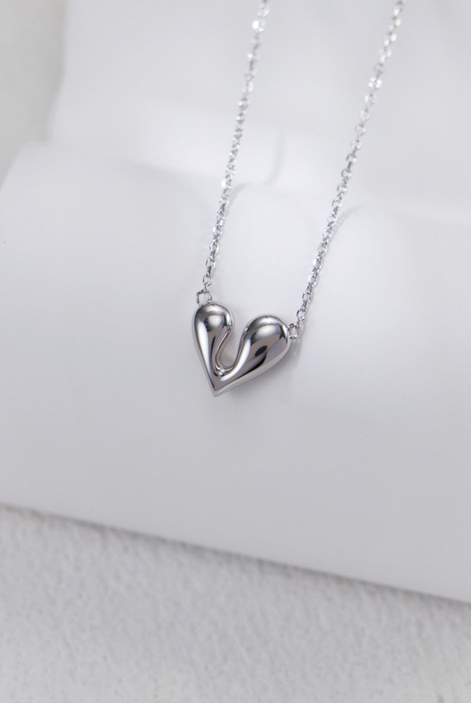 S925 Silver Tiny Heart Necklace and Earrings Set