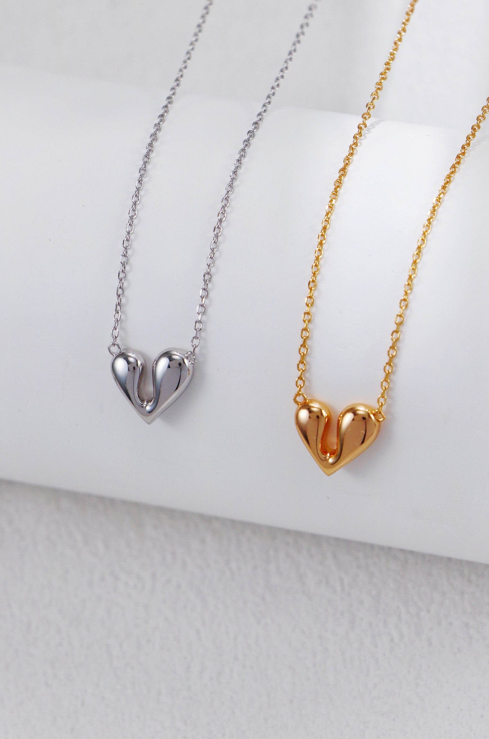 S925 Silver Tiny Heart Necklace and Earrings Set