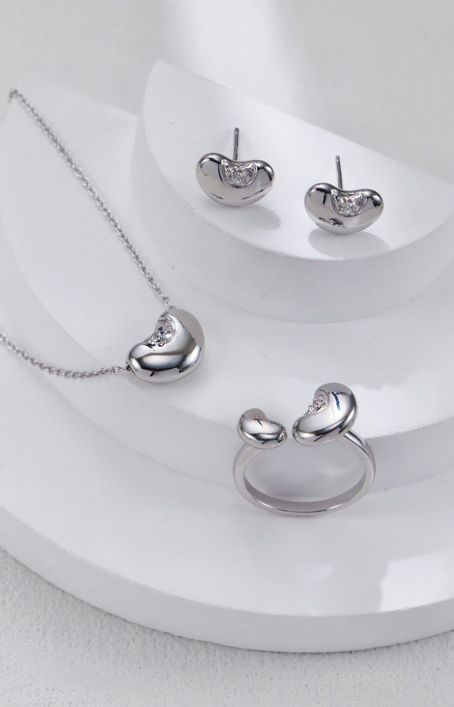 S925 Silver Love Bean Zircon Jewelry Set