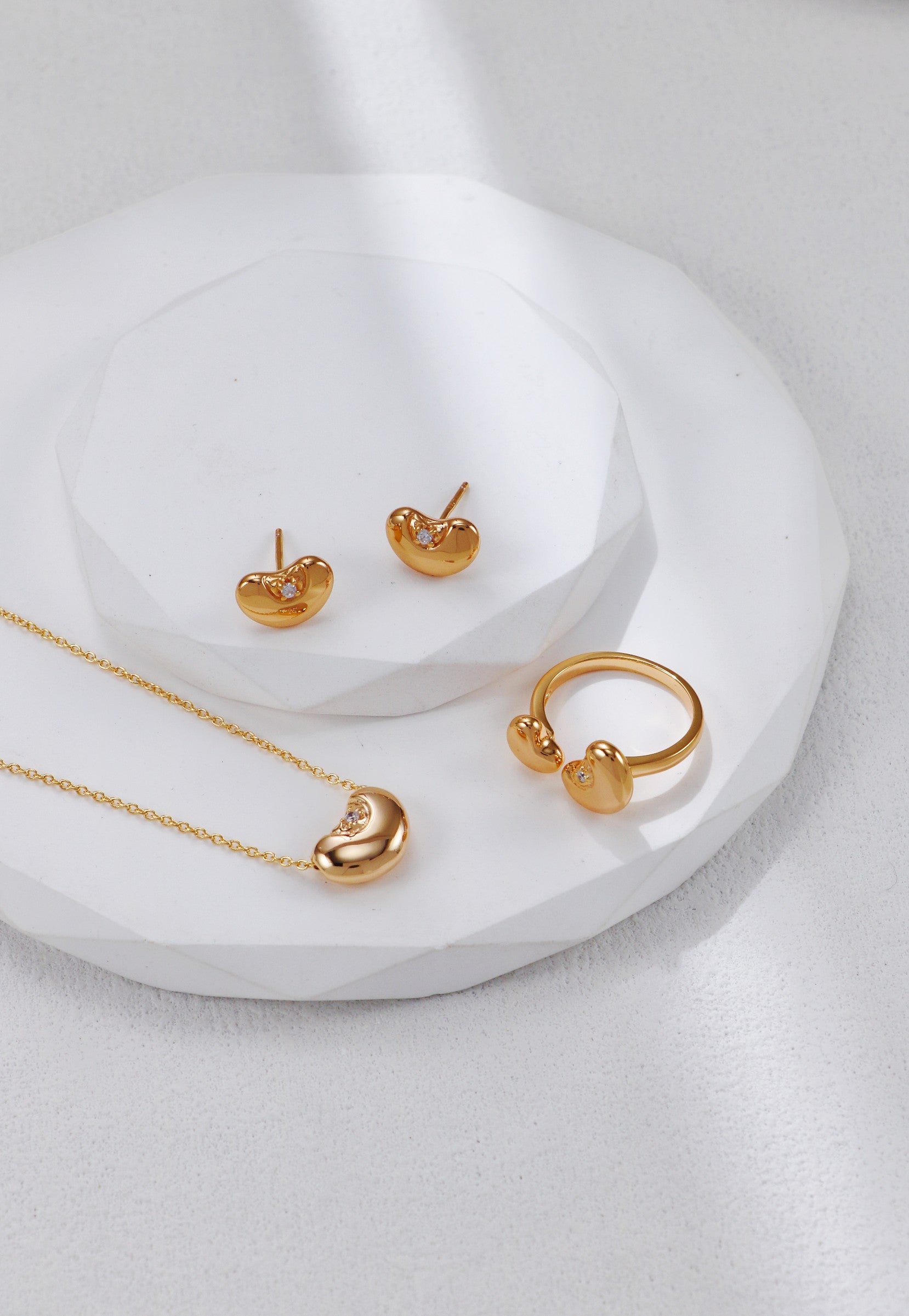 S925 Silver Love Bean Zircon Jewelry Set