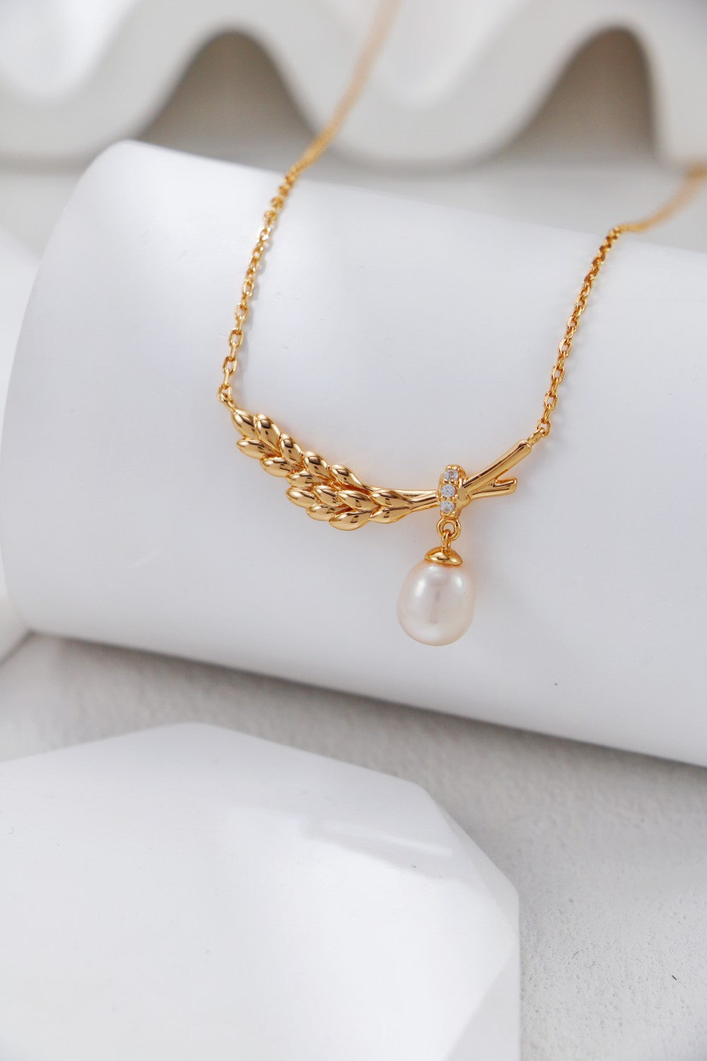 S925 Silver Wheat Ear Pearl Necklace