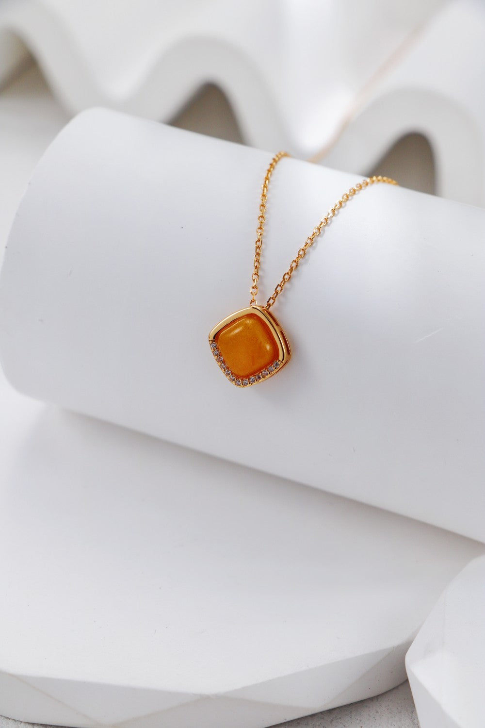 S925 Silver Vintage Gold Beeswax Zircon Necklace